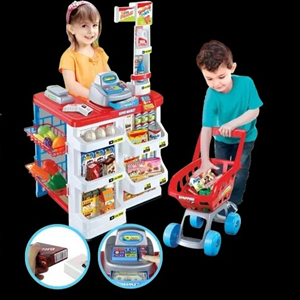 ست سوپر مارکت خارجی با چرخ دستی Supermarket set with trolley -اسباب بازی